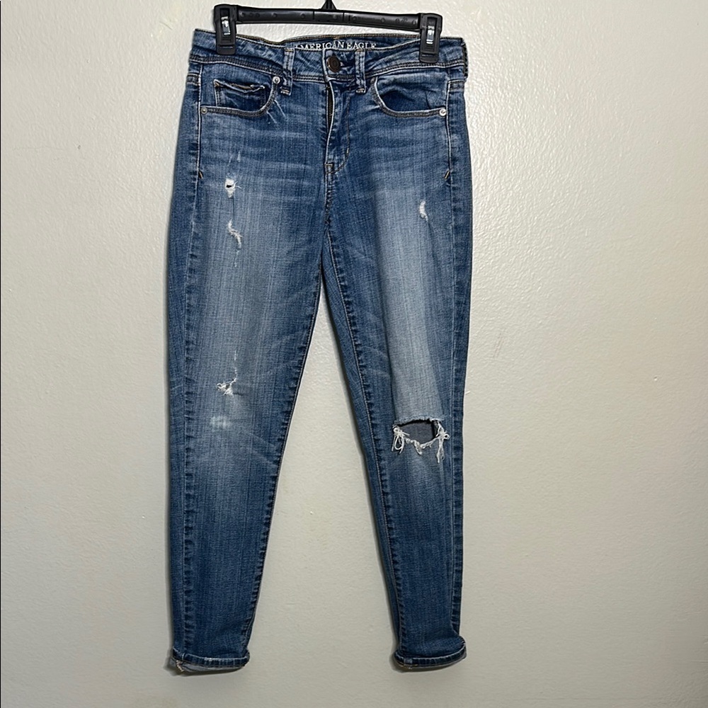 American Eagle Blue Skinny Jeans Distressed Vintage